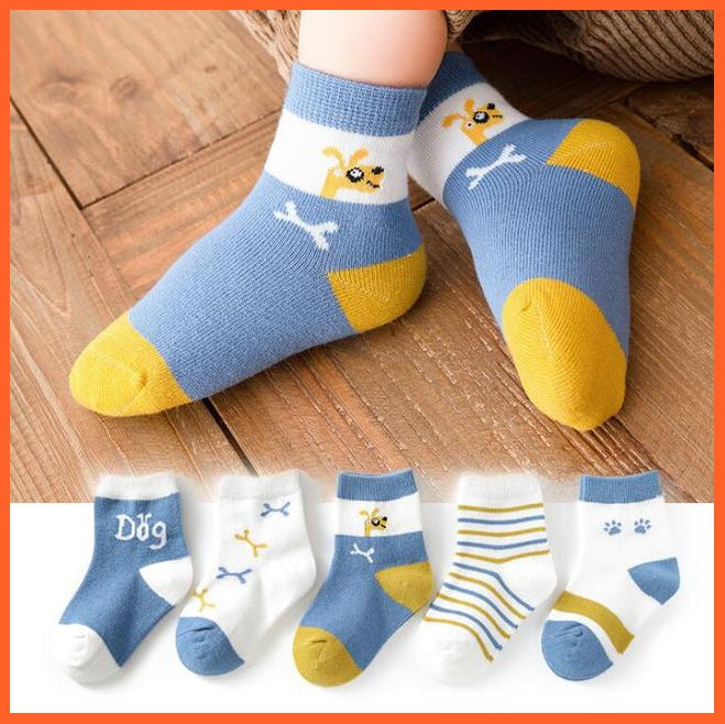 whatagift.com.au kids socks 4 / about 3-5 years old 5 Pairs Children Cotton Autumn Winter Spring Kids  Cartoon Stripe Sports Socks