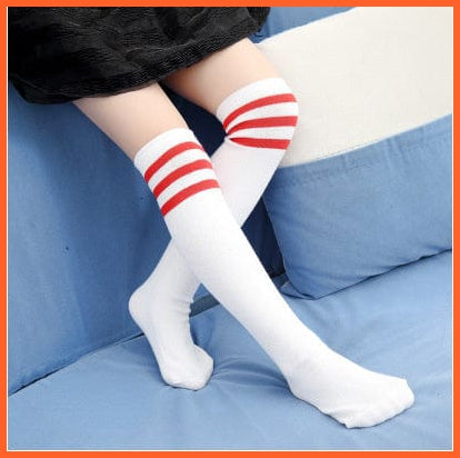 whatagift.com.au kids socks 4 / M(35CM) Spring Autumn Unisex Children Stockings Cotton Stripe Knee High kids Socks