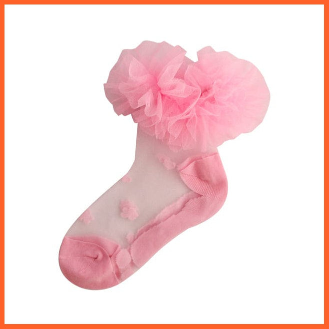 whatagift.com.au kids socks 5 / 1-3 Years Pink flounces cotton Girls socks | Big petals princess white dance socks