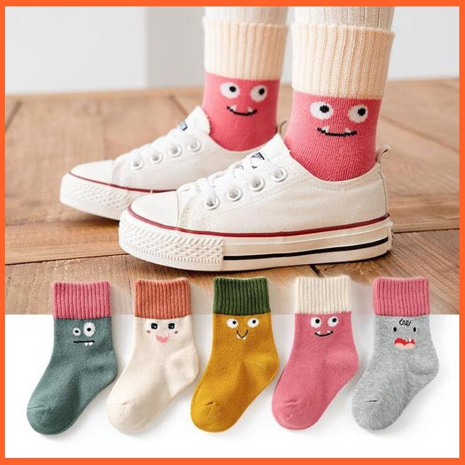 whatagift.com.au kids socks 5 / about 3-5 years old 5 Pairs Children Cotton Autumn Winter Spring Kids  Cartoon Stripe Sports Socks