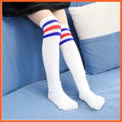 whatagift.com.au kids socks 5 / L(43CM) Spring Autumn Unisex Children Stockings Cotton Stripe Knee High kids Socks