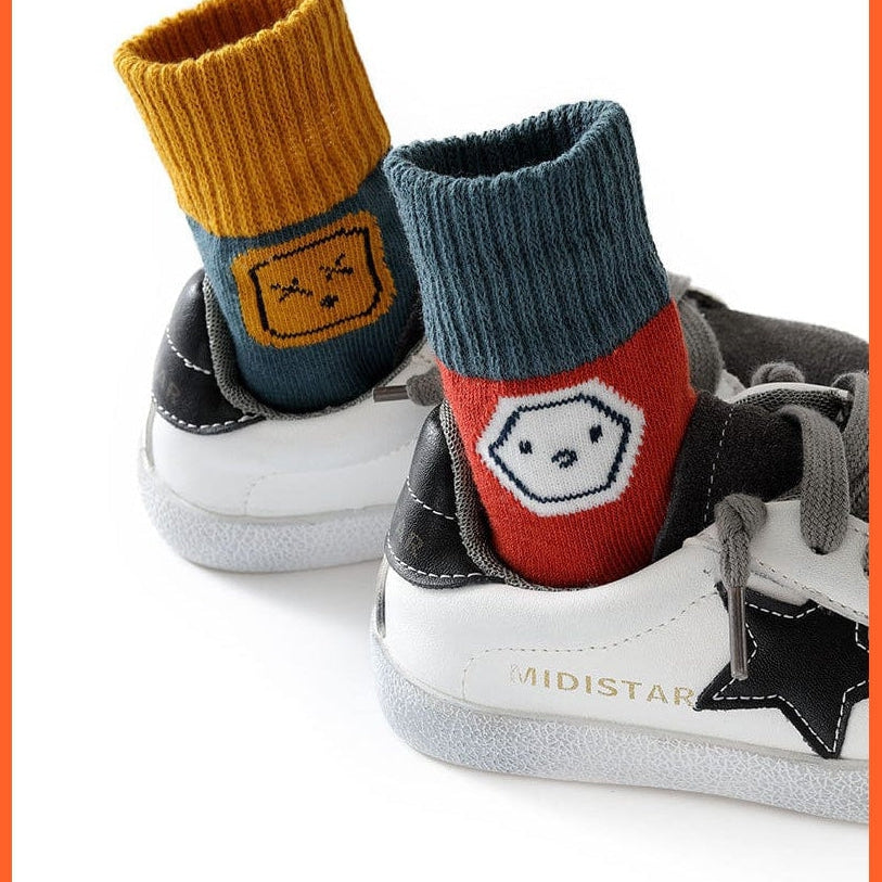 whatagift.com.au kids socks 5 Pairs Children Cotton Autumn Winter Spring Kids  Cartoon Stripe Sports Socks