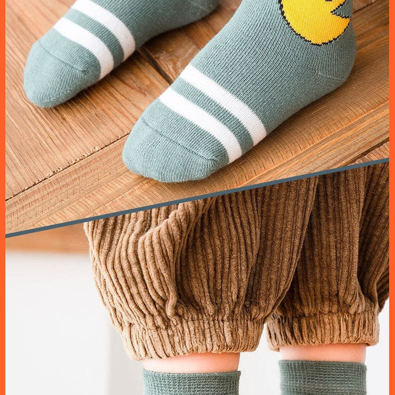 whatagift.com.au kids socks 5 Pairs Children Cotton Autumn Winter Spring Kids  Cartoon Stripe Sports Socks