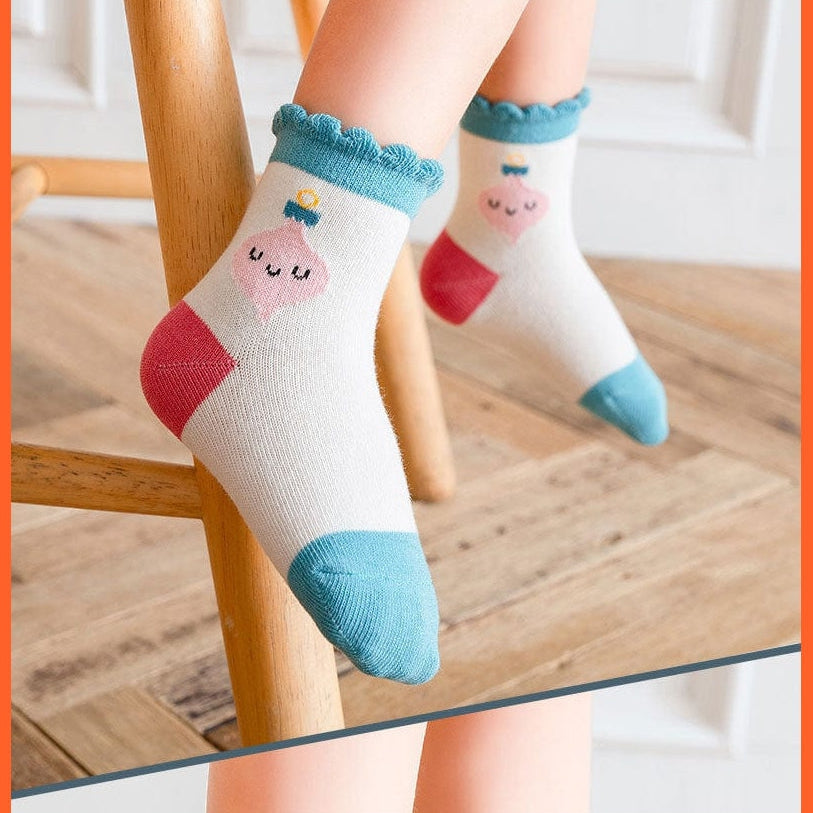 whatagift.com.au kids socks 5 Pairs Children Cotton Autumn Winter Spring Kids  Cartoon Stripe Sports Socks