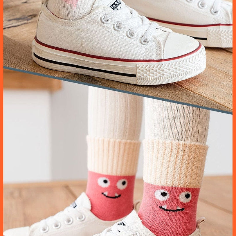 whatagift.com.au kids socks 5 Pairs Children Cotton Autumn Winter Spring Kids  Cartoon Stripe Sports Socks