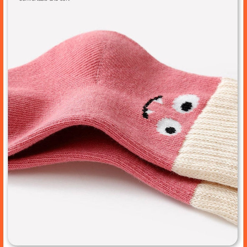 whatagift.com.au kids socks 5 Pairs Children Cotton Autumn Winter Spring Kids  Cartoon Stripe Sports Socks