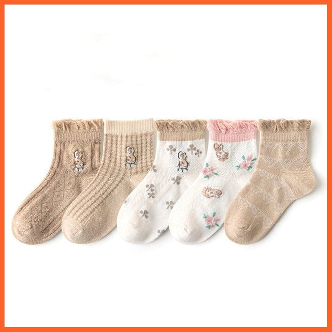 whatagift.com.au kids socks 5 Pairs/Lot Autumn Winter Warm Stripe Plaid Cartoon Cute Mesh Kids Sock
