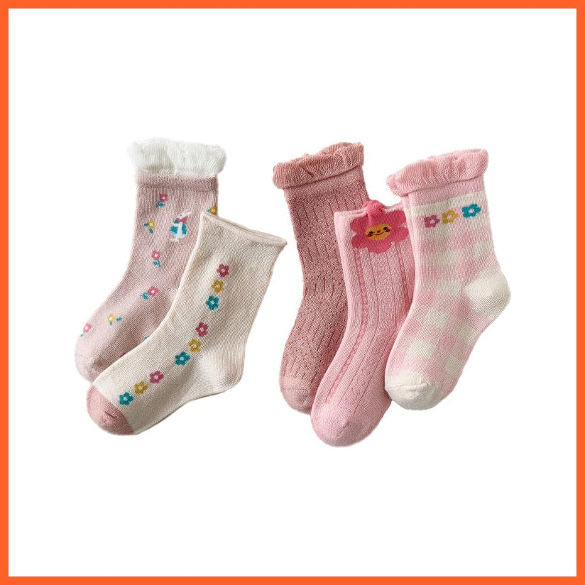 whatagift.com.au kids socks 5 Pairs/lot Autumn Winter Warm Stripe Plaid Cartoon Cute Mesh Kids Socks