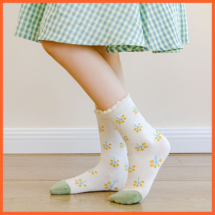 whatagift.com.au kids socks 5 Pairs/lot Autumn Winter Warm Stripe Plaid Cartoon Cute Mesh Kids Socks