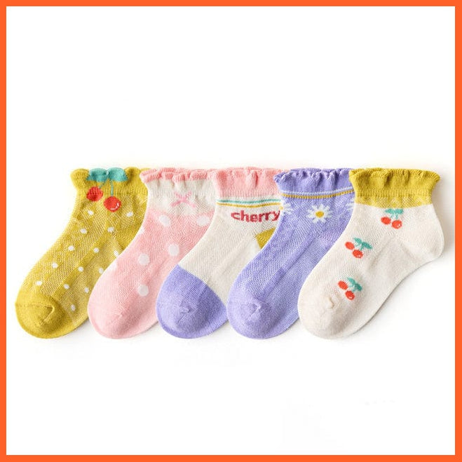 whatagift.com.au kids socks 5 Pairs/Lot Autumn Winter Warm Stripe Plaid Cartoon Cute Mesh Kids Socks
