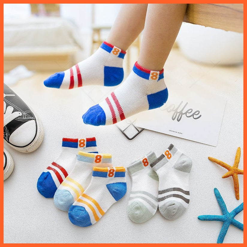 whatagift.com.au kids socks 5 Pairs/Lot Children Cute Baby Heart Star Cartoon Mesh Ankle Kids Socks