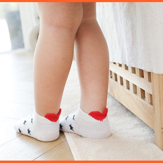 whatagift.com.au kids socks 5Pairs/lot 0-2Y Cute Lovely Short Baby Socks | Red Heart Cotton Mesh Cute Socks
