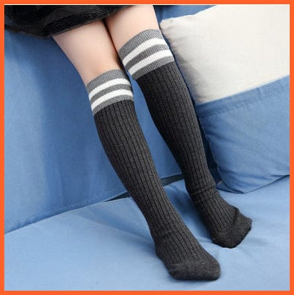whatagift.com.au kids socks 8 / S(28CM) Spring Autumn Unisex Children Stockings Cotton Stripe Knee High kids Socks