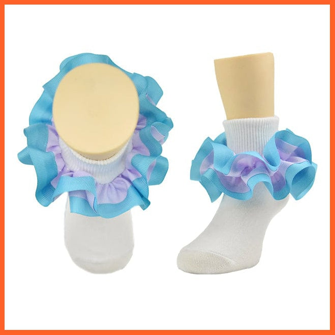 whatagift.com.au kids socks 9 / 6-8 Years New flounces children cotton socks | Girls frilly Big petals princess dance Ballet Latin socks