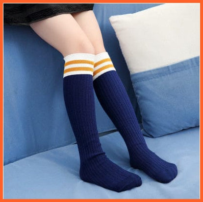whatagift.com.au kids socks 9 / M(35CM) Spring Autumn Unisex Children Stockings Cotton Stripe Knee High kids Socks