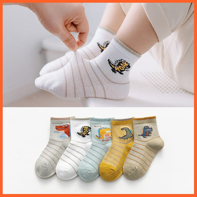 whatagift.com.au kids socks as the picture 4 / 7-10years 10Pcs/5Pairs Children Sports Unisex Cotton Stripe Infant Socks