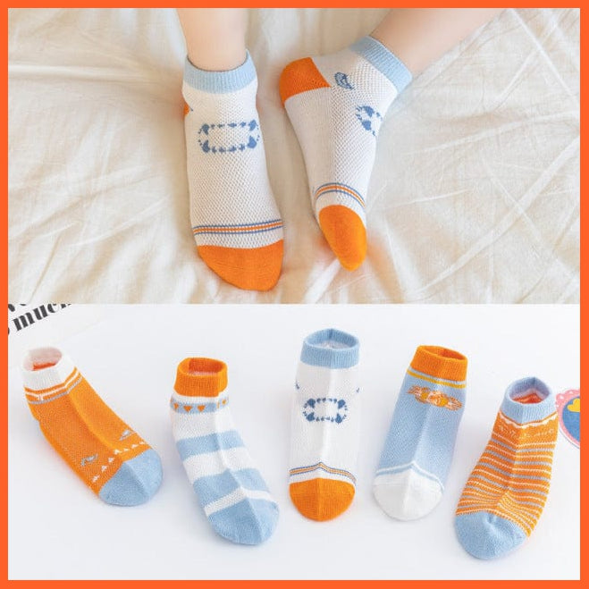 whatagift.com.au kids socks as the picture 6 / 7-10years 10Pcs/5Pairs Children Sports Unisex Cotton Stripe Infant Socks