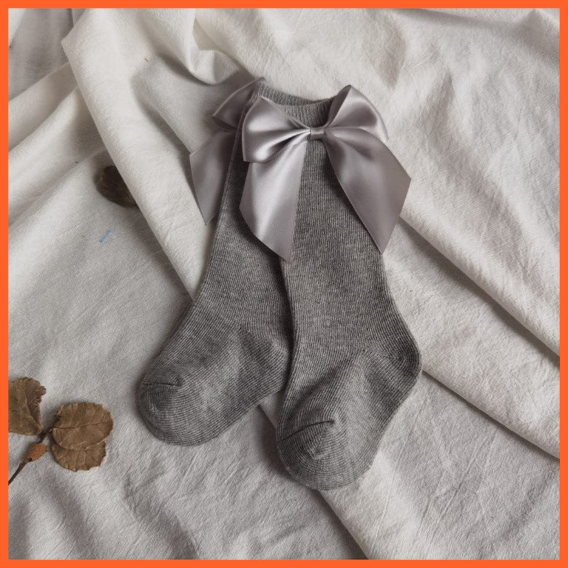 whatagift.com.au kids socks Baby Girls Socks Autumn Toddler Big Bow Knee High Long Soft Cute Kids Sock