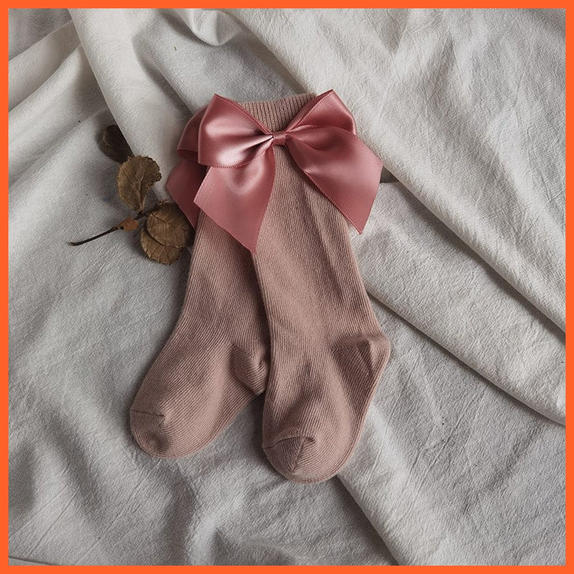 whatagift.com.au kids socks Baby Girls Socks Autumn Toddler Big Bow Knee High Long Soft Cute Kids Sock