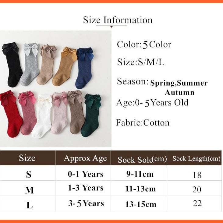 whatagift.com.au kids socks Baby Toddlers Autumn Winter Knee High Long Sock Cotton Big Bow Kids Socks