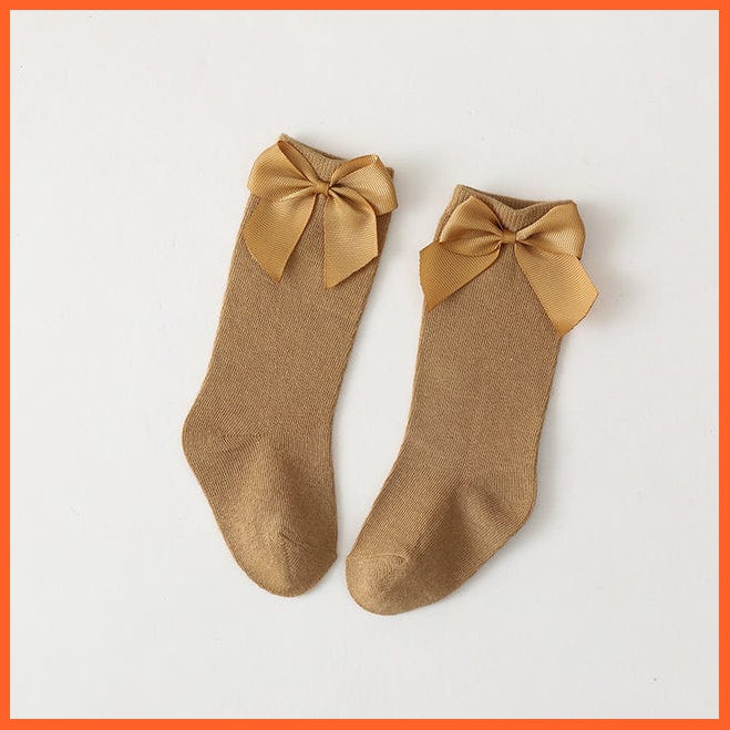 whatagift.com.au kids socks Baby Toddlers Autumn Winter Knee High Long Sock Cotton Big Bow Kids Socks
