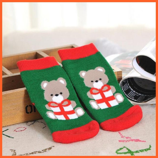 whatagift.com.au kids socks Bear / 4 to 6 year 1 Pair Cotton Winter Kids Terry Snowflake Elk Christmas Gift Socks