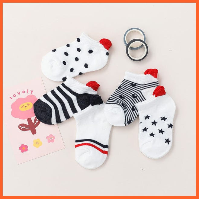 whatagift.com.au kids socks Beige / 6-8Y 5Pairs/lot 0-2Y Cute Lovely Short Baby Socks | Red Heart Cotton Mesh Cute Socks