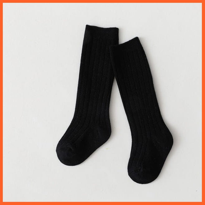 whatagift.com.au kids socks Black / 1-3 Years(M) Kids Boys Girls Cotton Breathable Stripe Soft Children Knee High Long Socks
