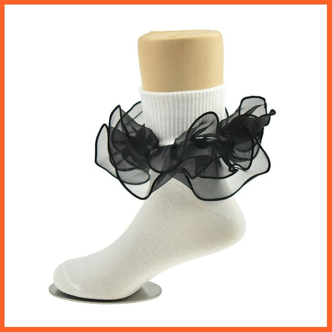 whatagift.com.au kids socks black / 8-10 Years Children dance Girls socks | Latin frilly lace White princess socks