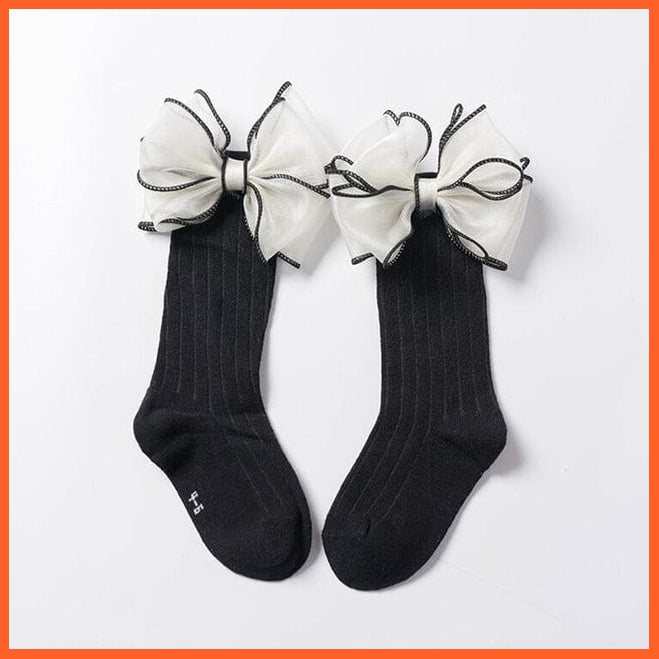 whatagift.com.au kids socks Black Bow / 1 To 3 Years Cute kids Socks With Bow | Toddlers Girls Knee High Socks Infant Baby Leg Warmer