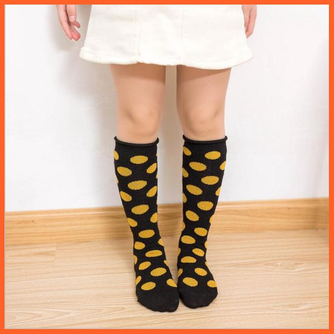 whatagift.com.au kids socks Black Dot Socks / 2 To 10 Year 30cm long Knee High Socks | Kids Stripe Dot leg Warm Cotton Boot Socks