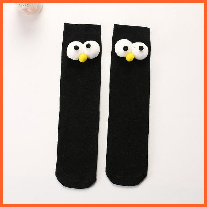 whatagift.com.au kids socks black Kids Cotton Cartoon Big Eye Long Socks For Children | Girls Boys Baby Stockings