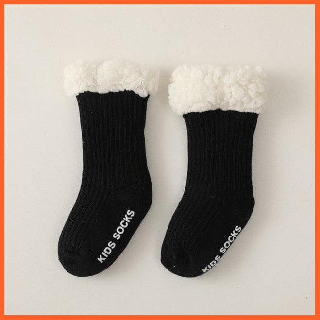 whatagift.com.au kids socks Black / M(6-12Month) Winter Baby Cute Thicken Warm Kids Socks | Thermal 100% Cotton Anti Slip Socks