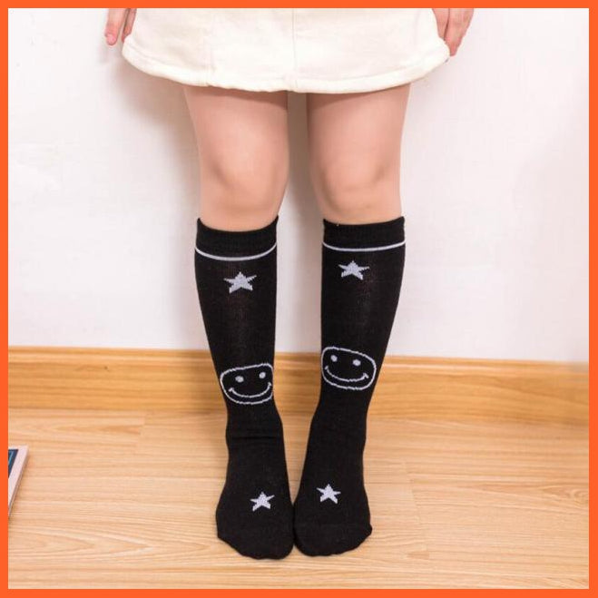 whatagift.com.au kids socks Black Socks / 2 To 10 Year 30cm long Knee High Socks | Kids Stripe Dot leg Warm Cotton Boot Socks
