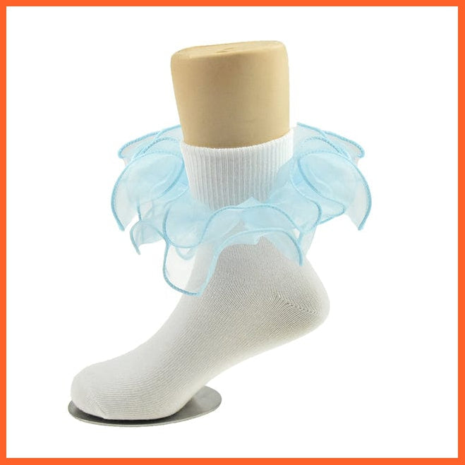 whatagift.com.au kids socks blue / 8-10 Years Children dance Girls socks | Latin frilly lace White princess socks