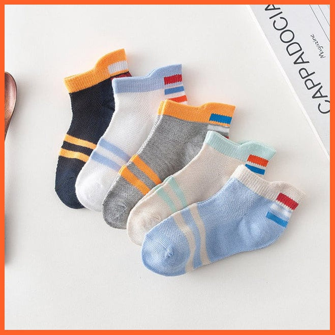 whatagift.com.au kids socks blue stripe / 7-10years 10Pcs/5Pairs Children Sports Unisex Cotton Stripe Infant Socks