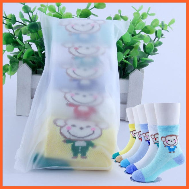 whatagift.com.au kids socks Boy monkey / 7 to 9T Children Cartoon Socks For Kids | 5pcs/lot Teenager Stuff Soft Knee High Socks