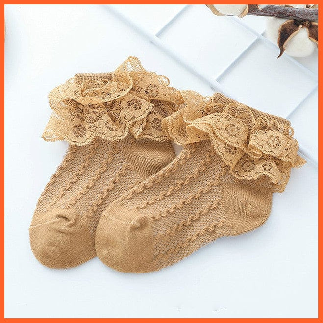 whatagift.com.au kids socks Brown / 1-3Years old Infant Newborn Toddler Lace Ruffled Frilly Warm Lace Tutu Solid Ankle Baby Socks