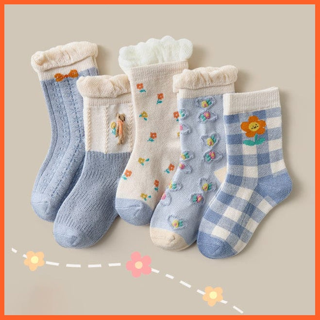 whatagift.com.au kids socks C / 1-3T Copy Of 5 Pairs/Lot Autumn Winter Warm Stripe Plaid Cartoon Cute Mesh Kids Socks