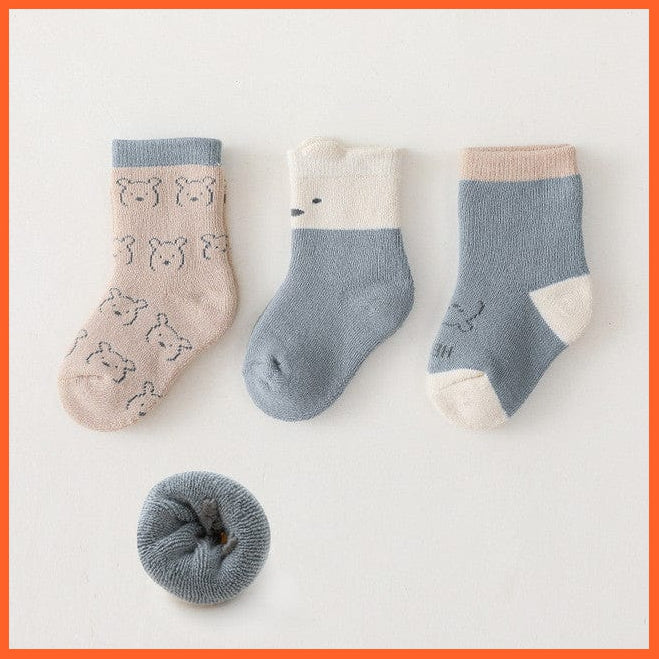 whatagift.com.au kids socks C-3 Pair / L(3-5 years old) New Baby Toddlers Tube Socks | Cute Cartoon Warm Striped Children Socks
