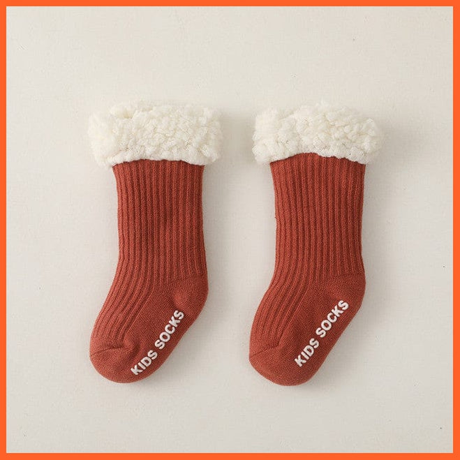 whatagift.com.au kids socks Caramel / S(0-6Month) Winter Baby Cute Thicken Warm Kids Socks | Thermal 100% Cotton Anti Slip Socks