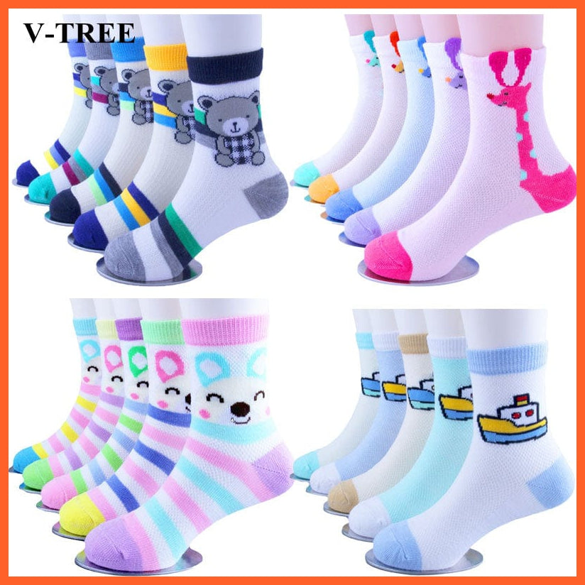 whatagift.com.au kids socks Children Cartoon Socks For Kids | 5pcs/lot Teenager Stuff Soft Knee High Socks