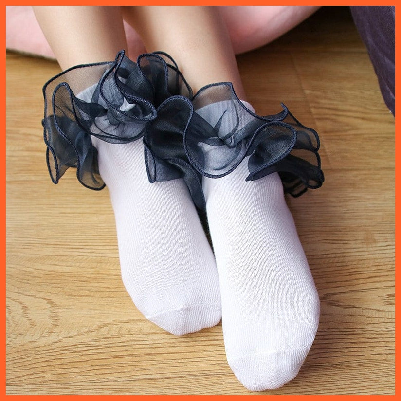 whatagift.com.au kids socks Children dance Girls socks | Latin frilly lace White princess socks