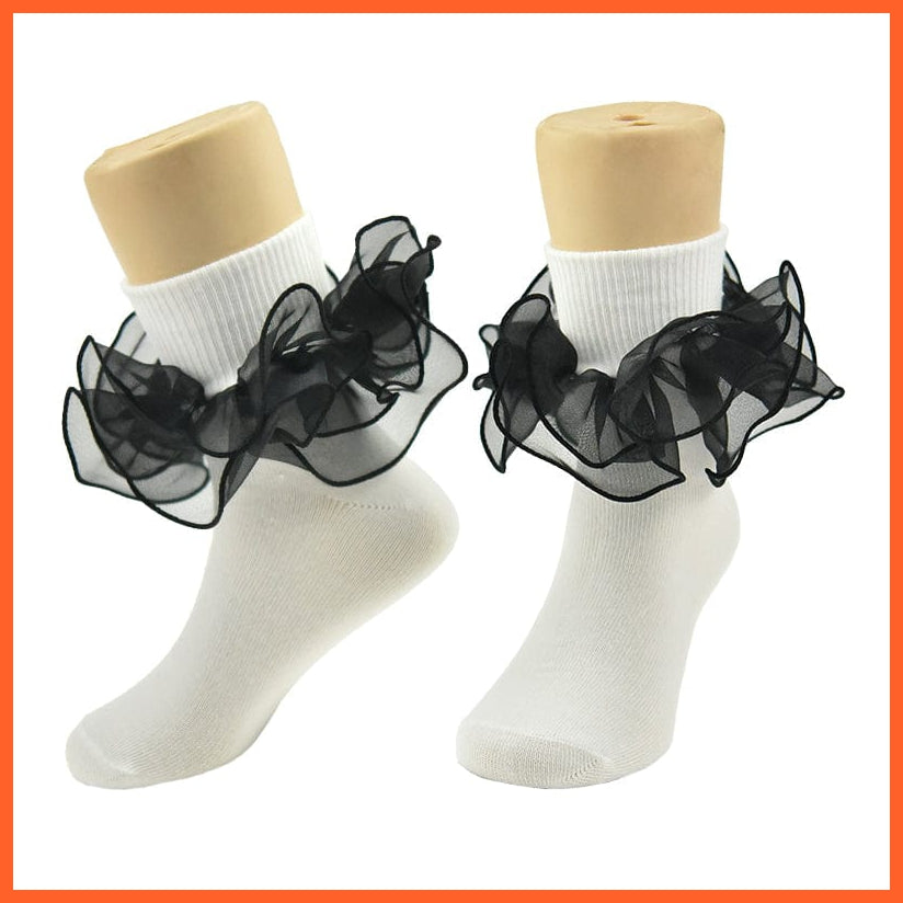 whatagift.com.au kids socks Children dance Girls socks | Latin frilly lace White princess socks