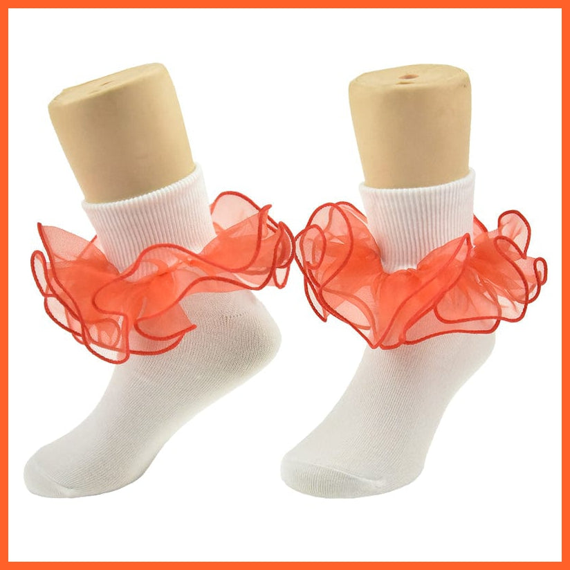 whatagift.com.au kids socks Children dance Girls socks | Latin frilly lace White princess socks