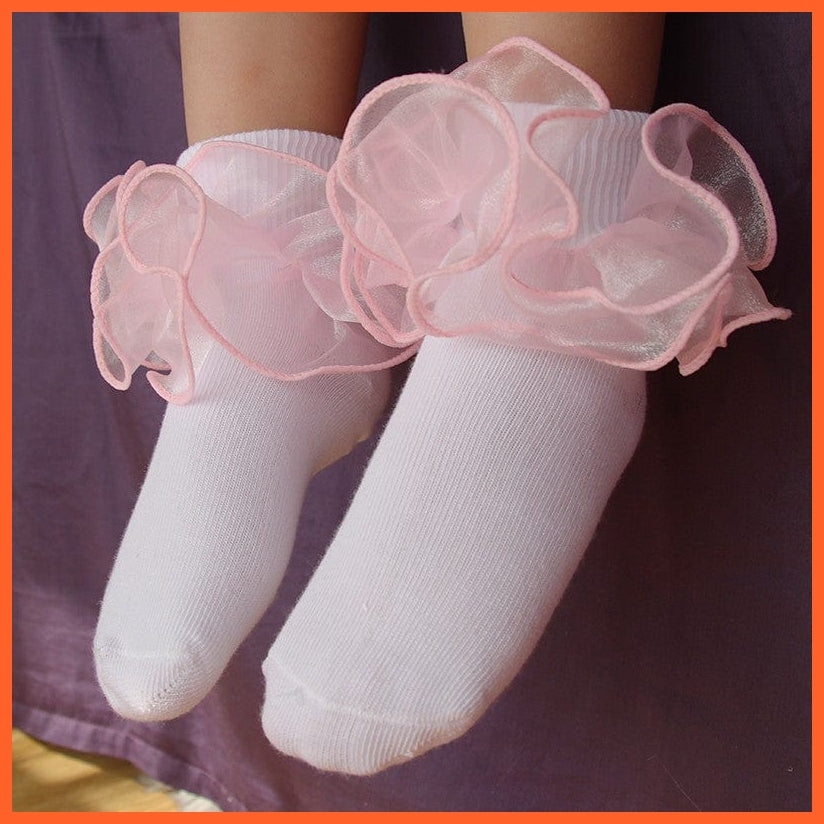 whatagift.com.au kids socks Children dance Girls socks | Latin frilly lace White princess socks