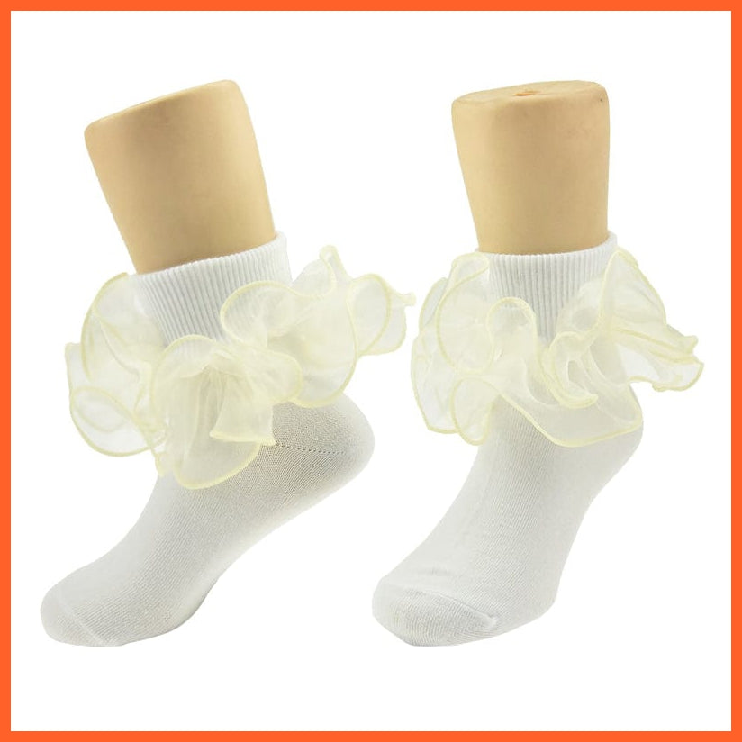 whatagift.com.au kids socks Children dance Girls socks | Latin frilly lace White princess socks