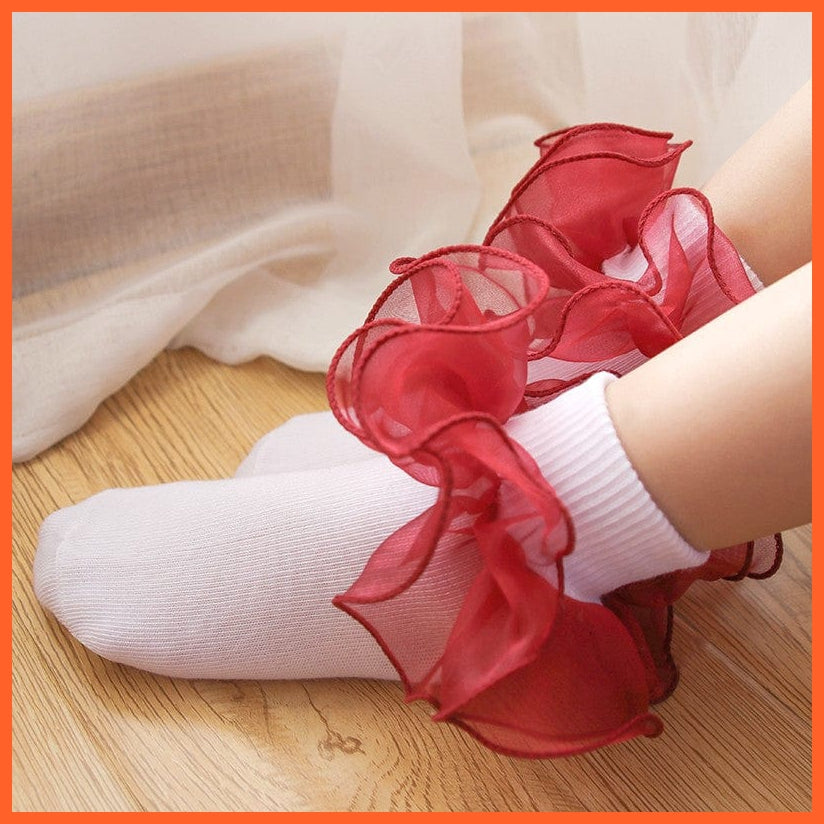 whatagift.com.au kids socks Children dance Girls socks | Latin frilly lace White princess socks