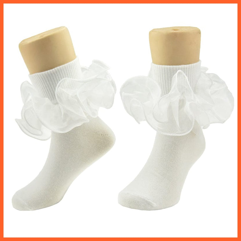 whatagift.com.au kids socks Children dance Girls socks | Latin frilly lace White princess socks