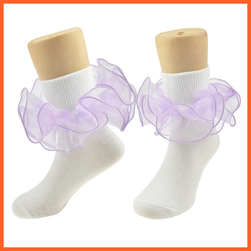 whatagift.com.au kids socks Children dance Girls socks | Latin frilly lace White princess socks